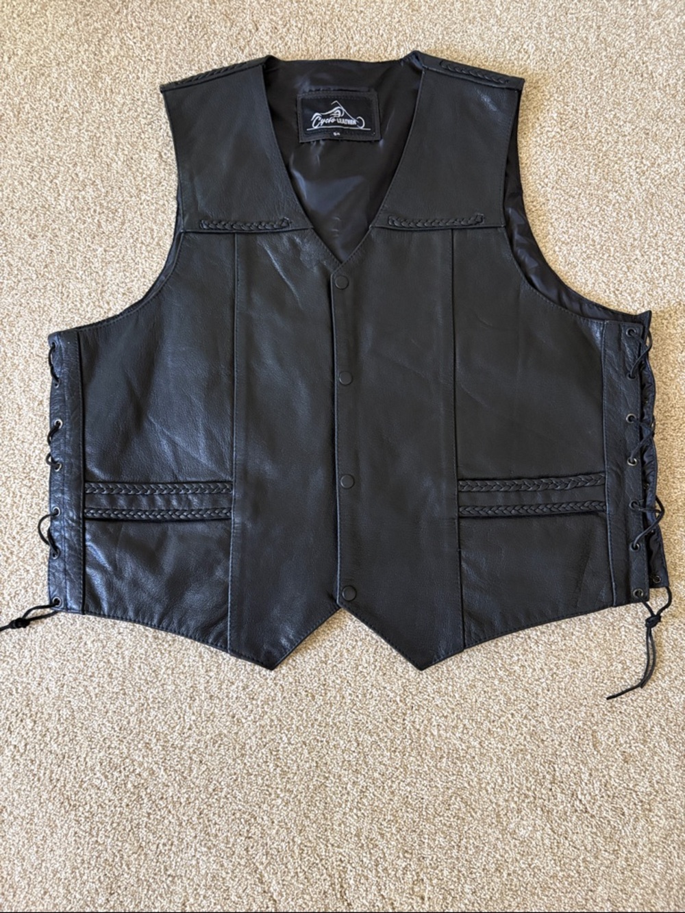 Classic Black Leather Vest - Genuine Leather